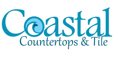 Logo for Coastal Countertops & Tile; the “o” in “Coastal” is stylized as a blue ocean wave.